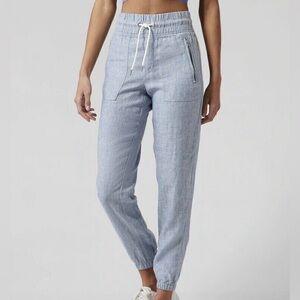 ATHLETA Cabo Linen Summer Resort Jogger Pants - Chambray Blue - Size 0